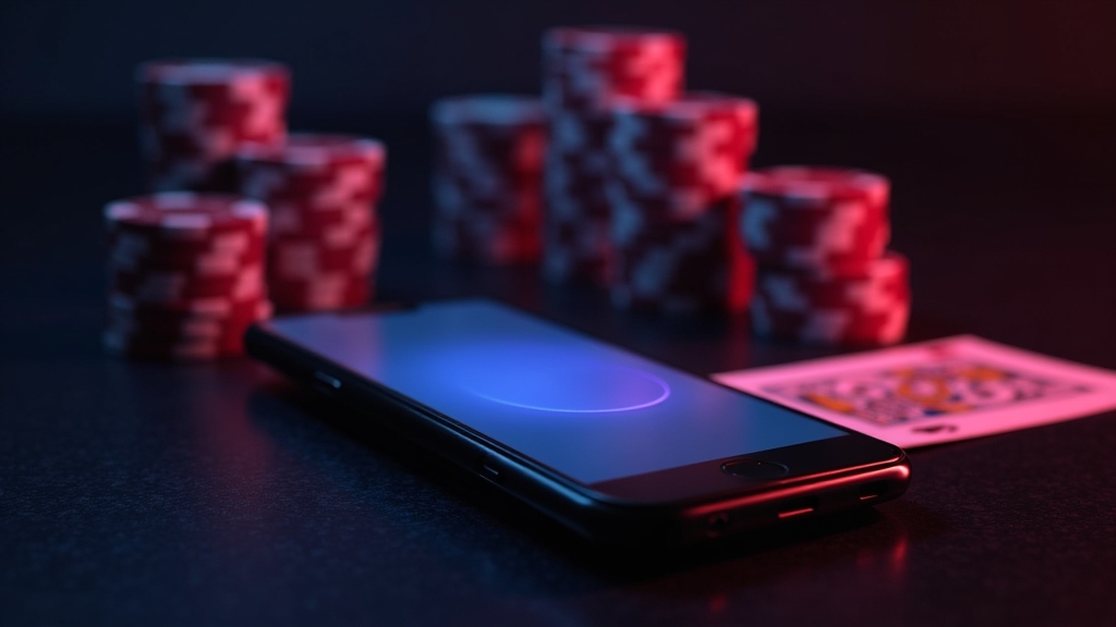 Smartphone displaying a clean mobile app interface in a casino setting